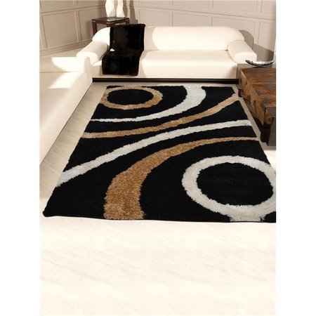 GLITZY RUGS Glitzy Rugs UBSK00002T0002A9 5 x 8 ft. Hand Tufted Shag Polyester Geometric Rectangle Area Rug; Black UBSK00002T0002A9